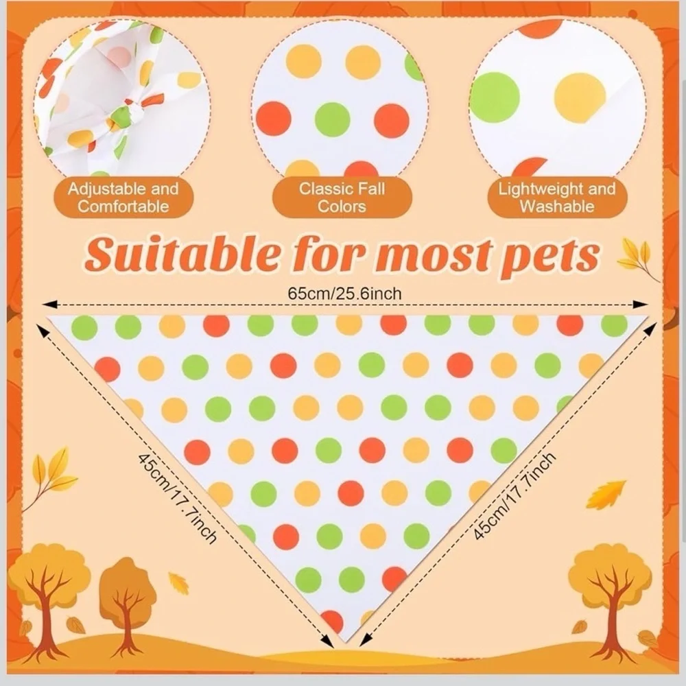 50 Pcs Dog Bandanas Bulk Polka Dot Stripe Bandanas Triangle Kerchief 4 Styles